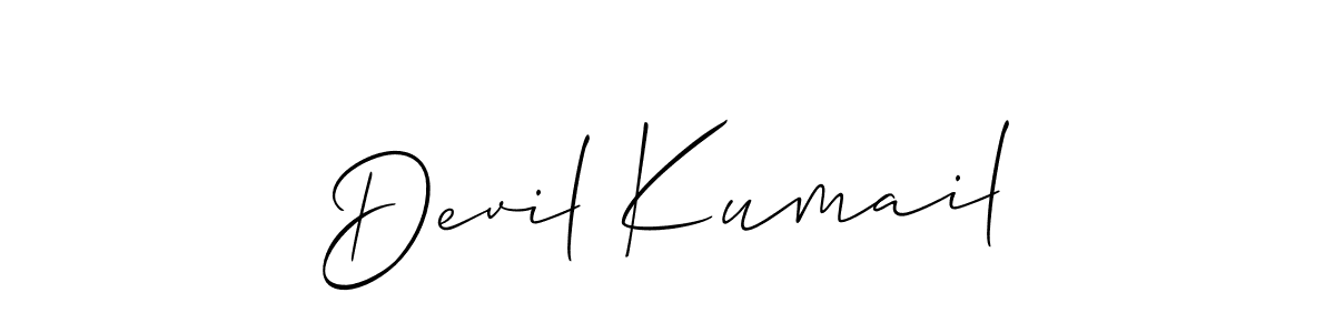 You should practise on your own different ways (Allison_Script) to write your name (Devil Kumail) in signature. don't let someone else do it for you. Devil Kumail signature style 2 images and pictures png