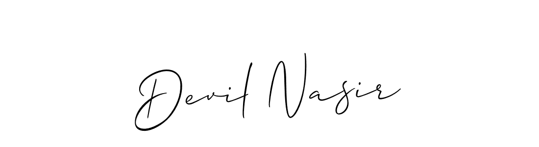 Similarly Allison_Script is the best handwritten signature design. Signature creator online .You can use it as an online autograph creator for name Devil Nasir. Devil Nasir signature style 2 images and pictures png
