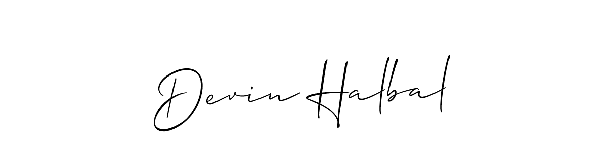 Devin Halbal stylish signature style. Best Handwritten Sign (Allison_Script) for my name. Handwritten Signature Collection Ideas for my name Devin Halbal. Devin Halbal signature style 2 images and pictures png