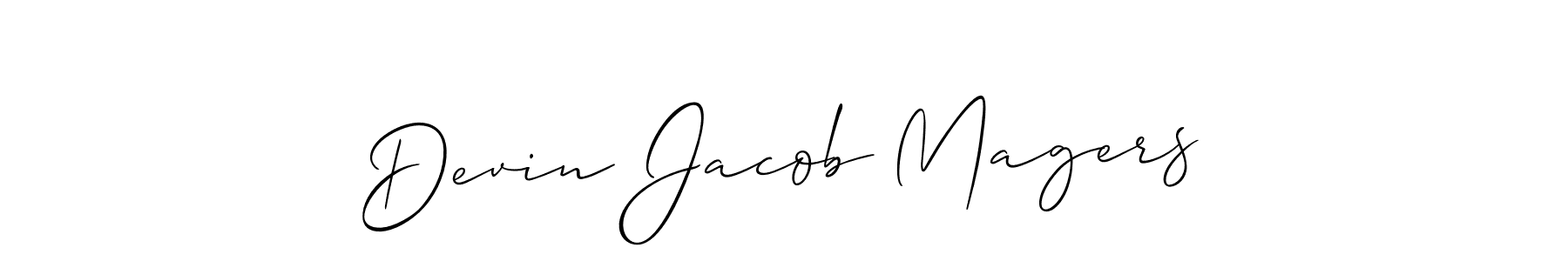 Devin Jacob Magers stylish signature style. Best Handwritten Sign (Allison_Script) for my name. Handwritten Signature Collection Ideas for my name Devin Jacob Magers. Devin Jacob Magers signature style 2 images and pictures png