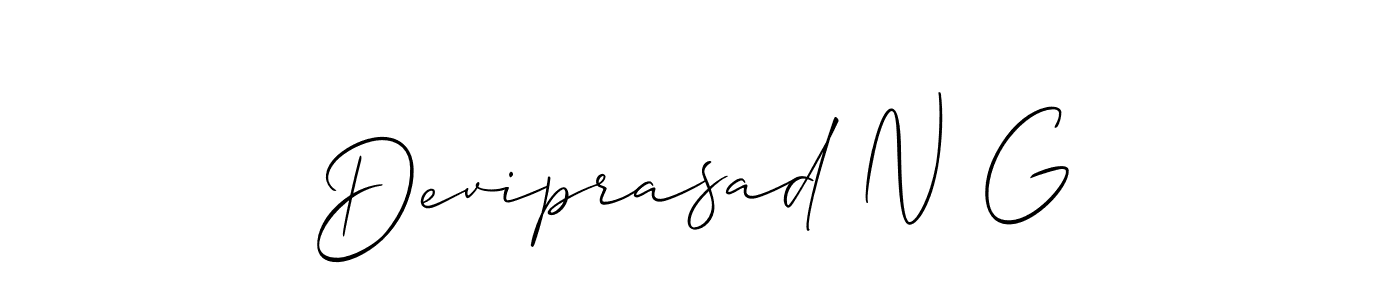 Similarly Allison_Script is the best handwritten signature design. Signature creator online .You can use it as an online autograph creator for name Deviprasad N G. Deviprasad N G signature style 2 images and pictures png