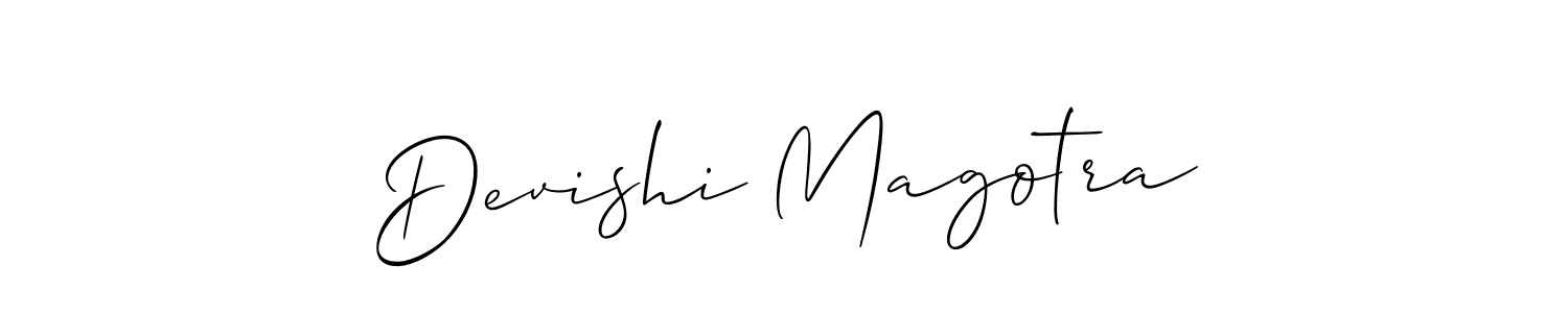 You can use this online signature creator to create a handwritten signature for the name Devishi Magotra. This is the best online autograph maker. Devishi Magotra signature style 2 images and pictures png