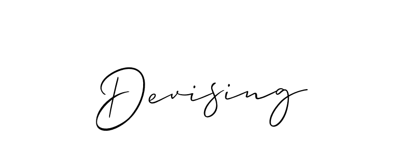 Use a signature maker to create a handwritten signature online. With this signature software, you can design (Allison_Script) your own signature for name Devising. Devising signature style 2 images and pictures png