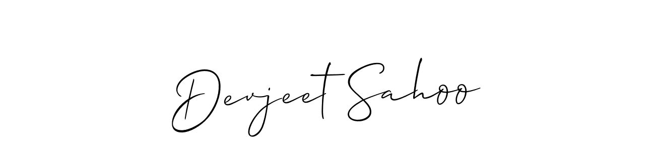 It looks lik you need a new signature style for name Devjeet Sahoo. Design unique handwritten (Allison_Script) signature with our free signature maker in just a few clicks. Devjeet Sahoo signature style 2 images and pictures png