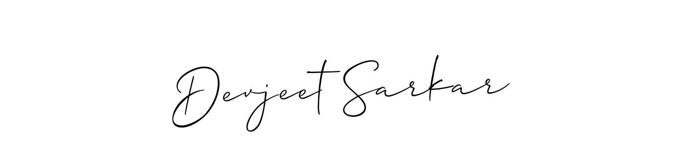 Use a signature maker to create a handwritten signature online. With this signature software, you can design (Allison_Script) your own signature for name Devjeet Sarkar. Devjeet Sarkar signature style 2 images and pictures png