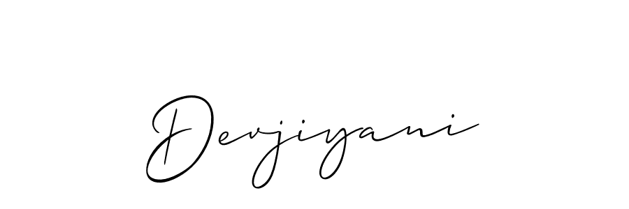 Devjiyani stylish signature style. Best Handwritten Sign (Allison_Script) for my name. Handwritten Signature Collection Ideas for my name Devjiyani. Devjiyani signature style 2 images and pictures png