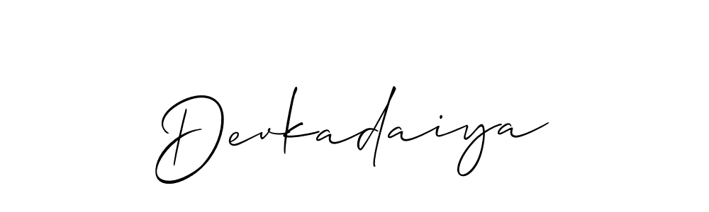 You should practise on your own different ways (Allison_Script) to write your name (Devkadaiya) in signature. don't let someone else do it for you. Devkadaiya signature style 2 images and pictures png