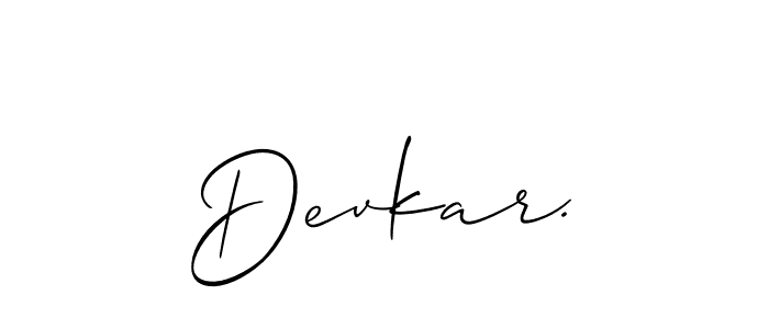 Use a signature maker to create a handwritten signature online. With this signature software, you can design (Allison_Script) your own signature for name Devkar.. Devkar. signature style 2 images and pictures png