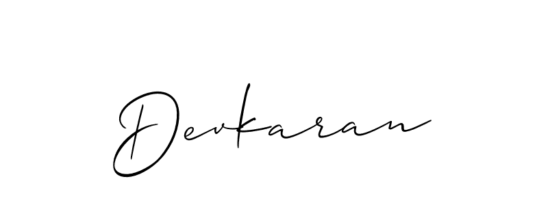 Use a signature maker to create a handwritten signature online. With this signature software, you can design (Allison_Script) your own signature for name Devkaran. Devkaran signature style 2 images and pictures png