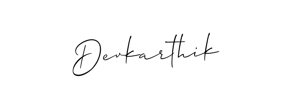 How to make Devkarthik signature? Allison_Script is a professional autograph style. Create handwritten signature for Devkarthik name. Devkarthik signature style 2 images and pictures png