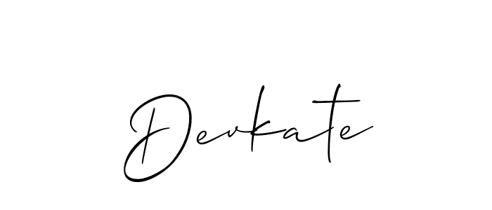 Use a signature maker to create a handwritten signature online. With this signature software, you can design (Allison_Script) your own signature for name Devkate. Devkate signature style 2 images and pictures png
