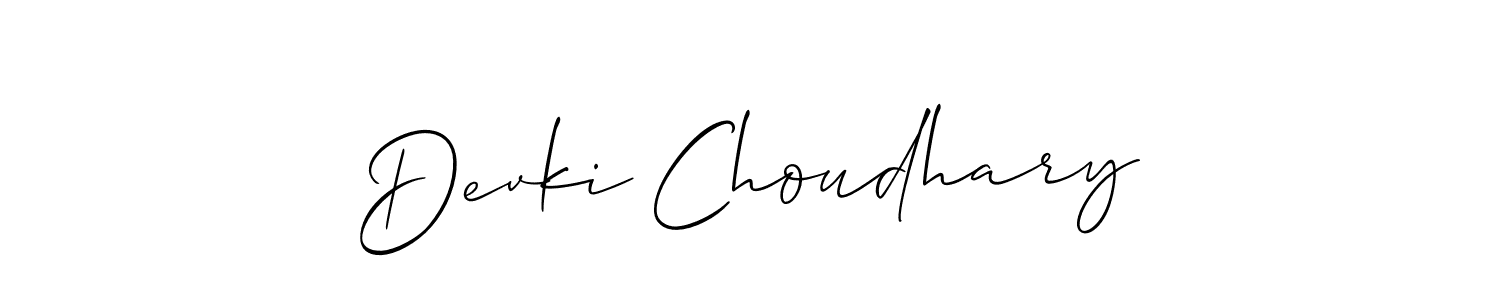 Create a beautiful signature design for name Devki Choudhary. With this signature (Allison_Script) fonts, you can make a handwritten signature for free. Devki Choudhary signature style 2 images and pictures png