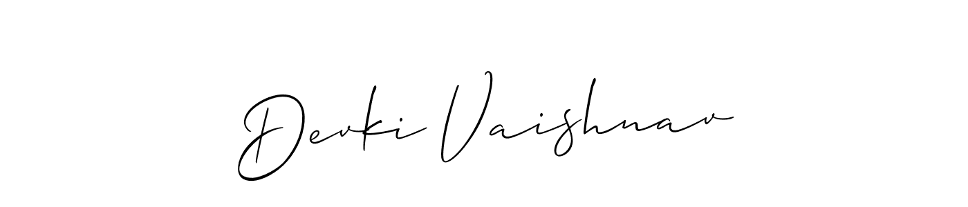 Make a beautiful signature design for name Devki Vaishnav. With this signature (Allison_Script) style, you can create a handwritten signature for free. Devki Vaishnav signature style 2 images and pictures png