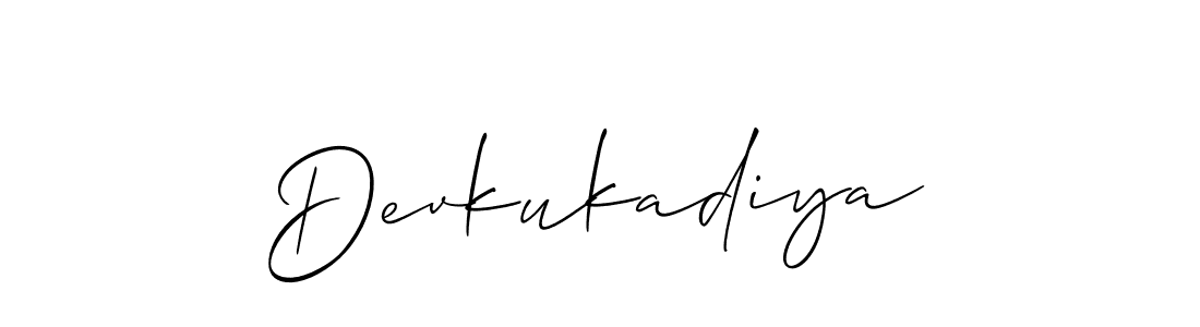 Allison_Script is a professional signature style that is perfect for those who want to add a touch of class to their signature. It is also a great choice for those who want to make their signature more unique. Get Devkukadiya name to fancy signature for free. Devkukadiya signature style 2 images and pictures png