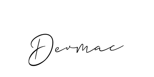 The best way (Allison_Script) to make a short signature is to pick only two or three words in your name. The name Devmac include a total of six letters. For converting this name. Devmac signature style 2 images and pictures png