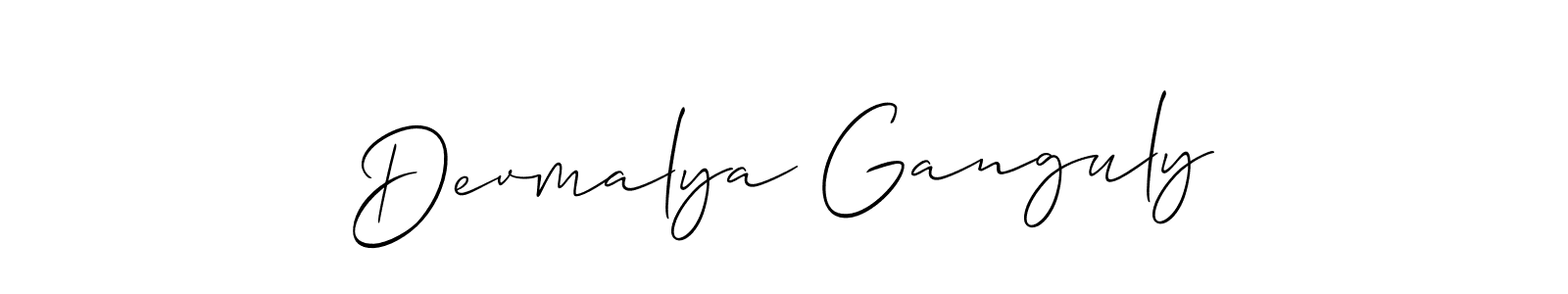 Create a beautiful signature design for name Devmalya Ganguly. With this signature (Allison_Script) fonts, you can make a handwritten signature for free. Devmalya Ganguly signature style 2 images and pictures png