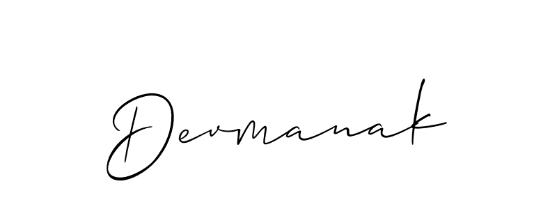 Make a beautiful signature design for name Devmanak. With this signature (Allison_Script) style, you can create a handwritten signature for free. Devmanak signature style 2 images and pictures png