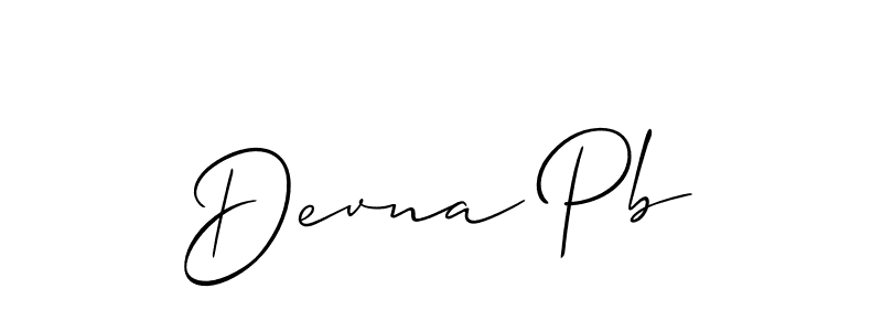 Also we have Devna Pb name is the best signature style. Create professional handwritten signature collection using Allison_Script autograph style. Devna Pb signature style 2 images and pictures png