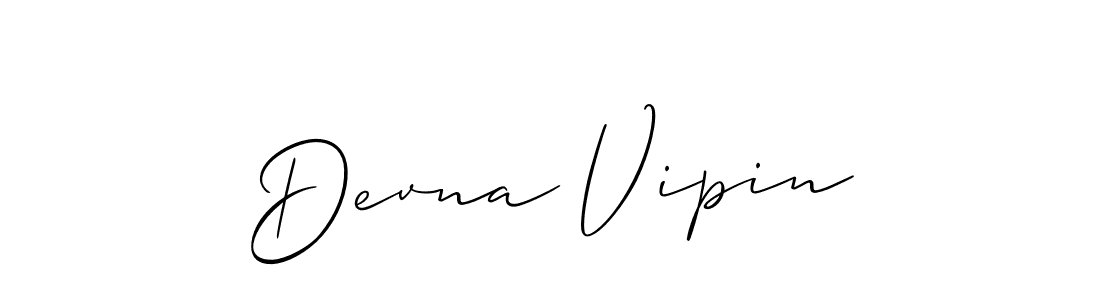Create a beautiful signature design for name Devna Vipin. With this signature (Allison_Script) fonts, you can make a handwritten signature for free. Devna Vipin signature style 2 images and pictures png