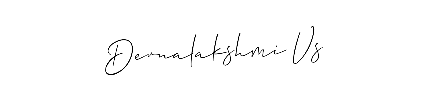 Design your own signature with our free online signature maker. With this signature software, you can create a handwritten (Allison_Script) signature for name Devnalakshmi Vs. Devnalakshmi Vs signature style 2 images and pictures png