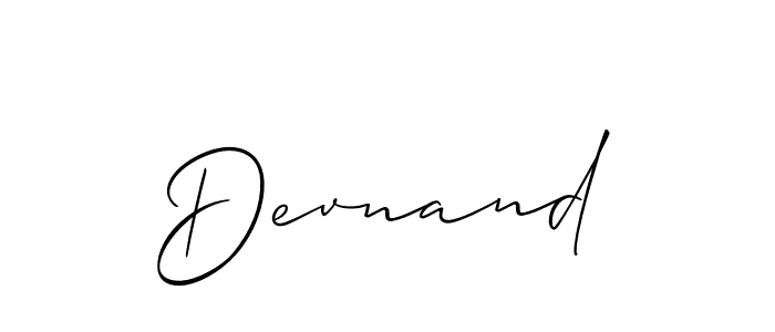 Create a beautiful signature design for name Devnand. With this signature (Allison_Script) fonts, you can make a handwritten signature for free. Devnand signature style 2 images and pictures png