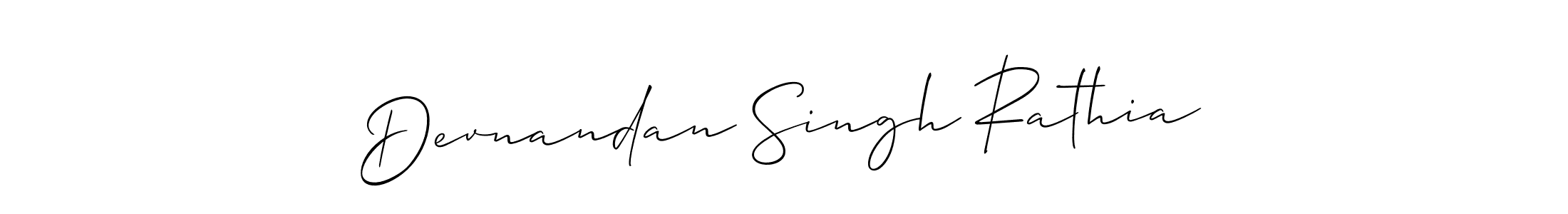 Make a short Devnandan Singh Rathia signature style. Manage your documents anywhere anytime using Allison_Script. Create and add eSignatures, submit forms, share and send files easily. Devnandan Singh Rathia signature style 2 images and pictures png