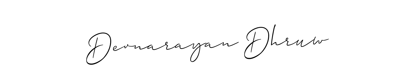 Make a beautiful signature design for name Devnarayan Dhruw. With this signature (Allison_Script) style, you can create a handwritten signature for free. Devnarayan Dhruw signature style 2 images and pictures png