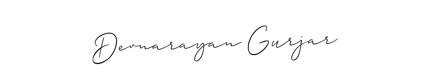 It looks lik you need a new signature style for name Devnarayan Gurjar. Design unique handwritten (Allison_Script) signature with our free signature maker in just a few clicks. Devnarayan Gurjar signature style 2 images and pictures png