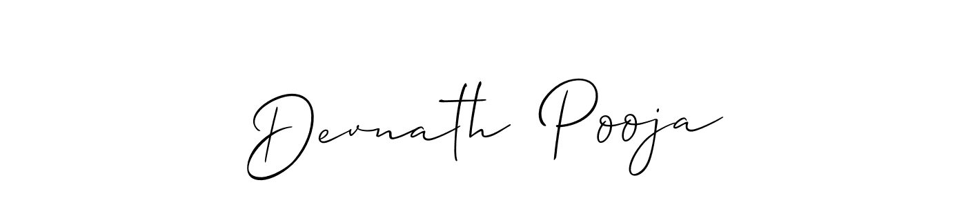 The best way (Allison_Script) to make a short signature is to pick only two or three words in your name. The name Devnath  Pooja include a total of six letters. For converting this name. Devnath  Pooja signature style 2 images and pictures png