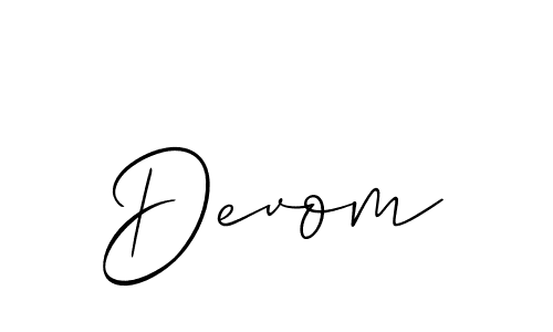 Use a signature maker to create a handwritten signature online. With this signature software, you can design (Allison_Script) your own signature for name Devom. Devom signature style 2 images and pictures png