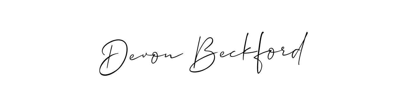 Make a short Devon Beckford signature style. Manage your documents anywhere anytime using Allison_Script. Create and add eSignatures, submit forms, share and send files easily. Devon Beckford signature style 2 images and pictures png