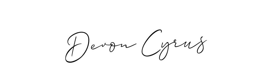 Devon Cyrus stylish signature style. Best Handwritten Sign (Allison_Script) for my name. Handwritten Signature Collection Ideas for my name Devon Cyrus. Devon Cyrus signature style 2 images and pictures png