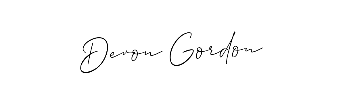 It looks lik you need a new signature style for name Devon Gordon. Design unique handwritten (Allison_Script) signature with our free signature maker in just a few clicks. Devon Gordon signature style 2 images and pictures png
