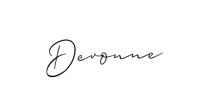 How to make Devonne signature? Allison_Script is a professional autograph style. Create handwritten signature for Devonne name. Devonne signature style 2 images and pictures png