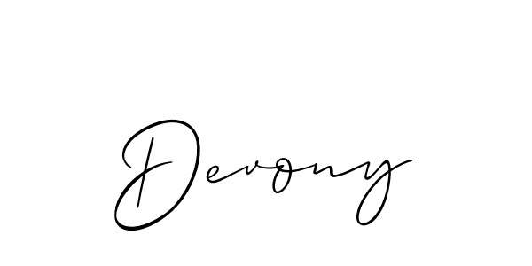 Use a signature maker to create a handwritten signature online. With this signature software, you can design (Allison_Script) your own signature for name Devony. Devony signature style 2 images and pictures png