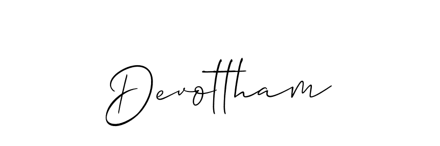 Devottham stylish signature style. Best Handwritten Sign (Allison_Script) for my name. Handwritten Signature Collection Ideas for my name Devottham. Devottham signature style 2 images and pictures png