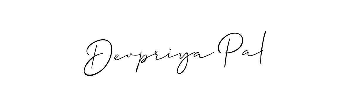 It looks lik you need a new signature style for name Devpriya Pal. Design unique handwritten (Allison_Script) signature with our free signature maker in just a few clicks. Devpriya Pal signature style 2 images and pictures png