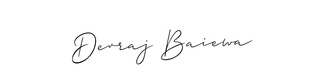 The best way (Allison_Script) to make a short signature is to pick only two or three words in your name. The name Devraj Baiewa include a total of six letters. For converting this name. Devraj Baiewa signature style 2 images and pictures png