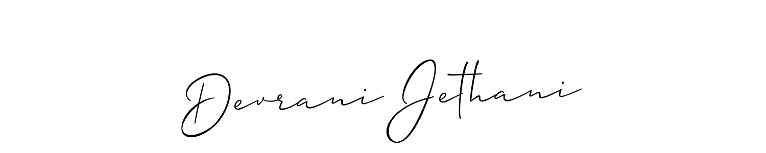 How to make Devrani Jethani name signature. Use Allison_Script style for creating short signs online. This is the latest handwritten sign. Devrani Jethani signature style 2 images and pictures png