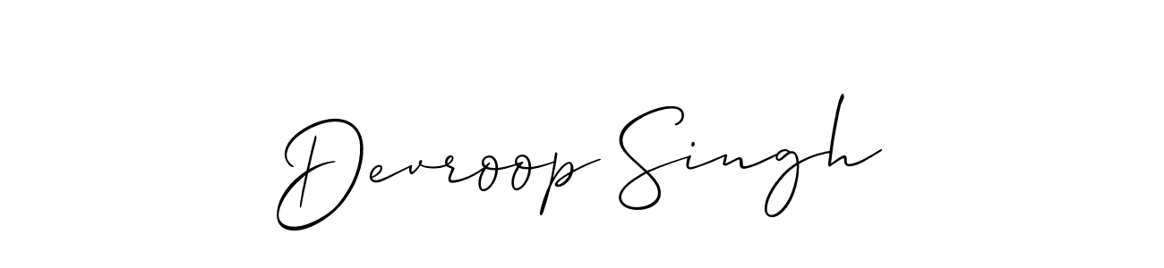 Devroop Singh stylish signature style. Best Handwritten Sign (Allison_Script) for my name. Handwritten Signature Collection Ideas for my name Devroop Singh. Devroop Singh signature style 2 images and pictures png
