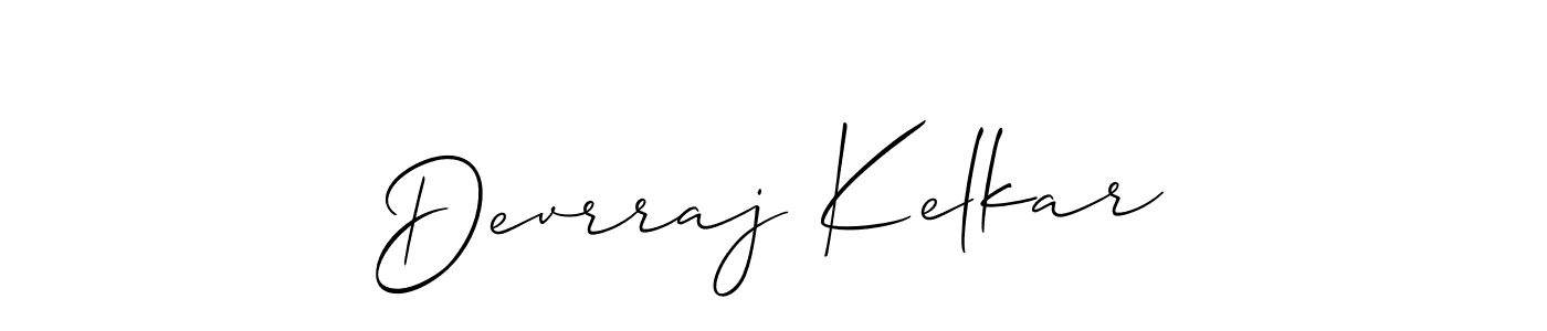 if you are searching for the best signature style for your name Devrraj Kelkar. so please give up your signature search. here we have designed multiple signature styles  using Allison_Script. Devrraj Kelkar signature style 2 images and pictures png