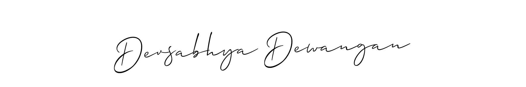 Use a signature maker to create a handwritten signature online. With this signature software, you can design (Allison_Script) your own signature for name Devsabhya Dewangan. Devsabhya Dewangan signature style 2 images and pictures png