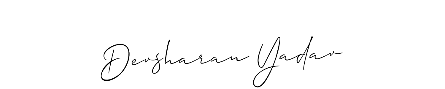 Also You can easily find your signature by using the search form. We will create Devsharan Yadav name handwritten signature images for you free of cost using Allison_Script sign style. Devsharan Yadav signature style 2 images and pictures png