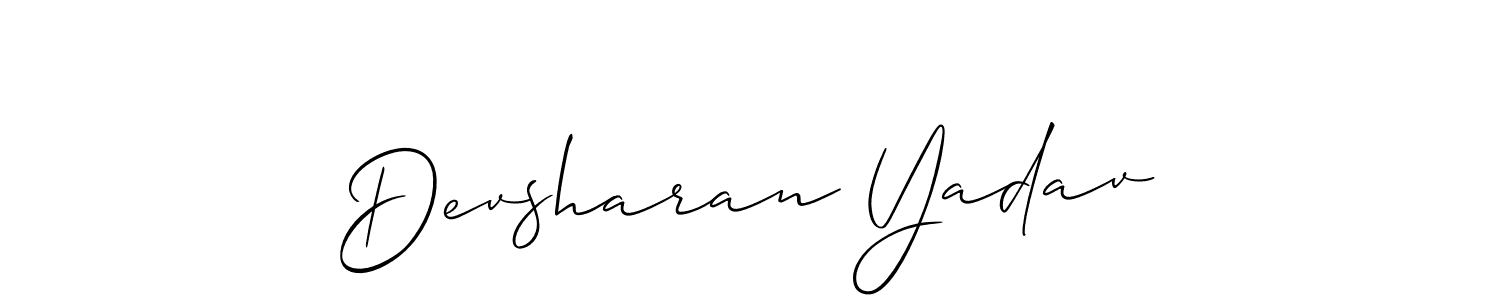 You should practise on your own different ways (Allison_Script) to write your name (Devsharan Yadav) in signature. don't let someone else do it for you. Devsharan Yadav signature style 2 images and pictures png