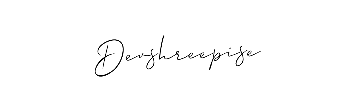 Use a signature maker to create a handwritten signature online. With this signature software, you can design (Allison_Script) your own signature for name Devshreepise. Devshreepise signature style 2 images and pictures png