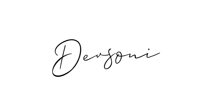 Allison_Script is a professional signature style that is perfect for those who want to add a touch of class to their signature. It is also a great choice for those who want to make their signature more unique. Get Devsoni name to fancy signature for free. Devsoni signature style 2 images and pictures png