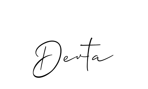 Make a beautiful signature design for name Devta. With this signature (Allison_Script) style, you can create a handwritten signature for free. Devta signature style 2 images and pictures png