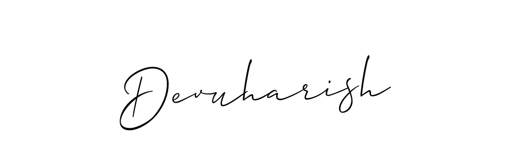 Allison_Script is a professional signature style that is perfect for those who want to add a touch of class to their signature. It is also a great choice for those who want to make their signature more unique. Get Devuharish name to fancy signature for free. Devuharish signature style 2 images and pictures png