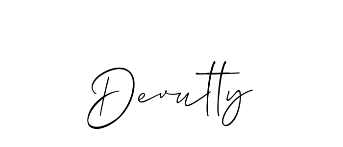 Design your own signature with our free online signature maker. With this signature software, you can create a handwritten (Allison_Script) signature for name Devutty. Devutty signature style 2 images and pictures png