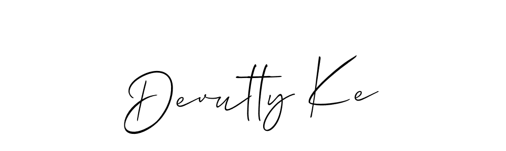 Make a beautiful signature design for name Devutty Ke. With this signature (Allison_Script) style, you can create a handwritten signature for free. Devutty Ke signature style 2 images and pictures png